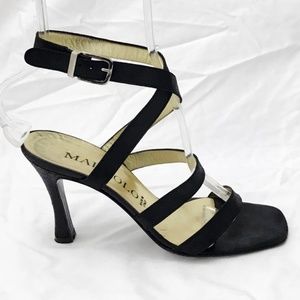 Maraolo Suede Strappy Sandals Black Shimmer 8